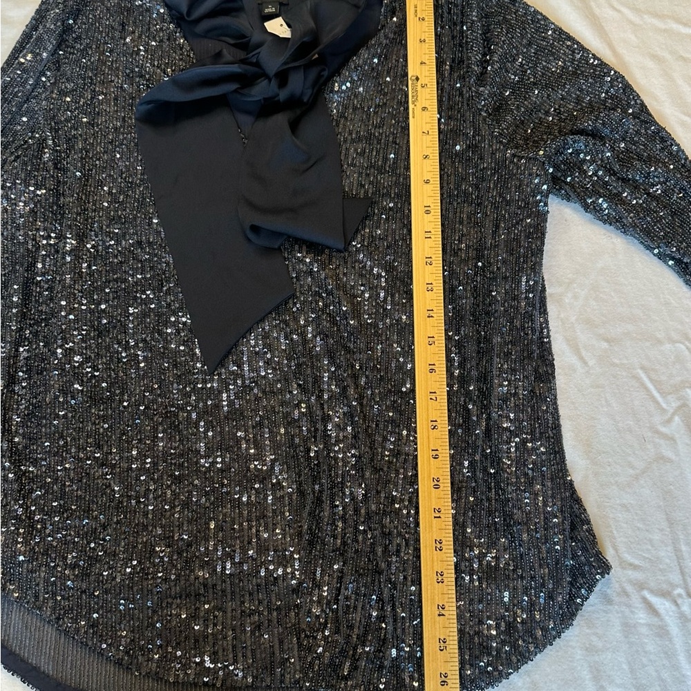 Ann Taylor Navy Sequin Blouse with Bow Accent - NWT - XL - Picture 11 of 11